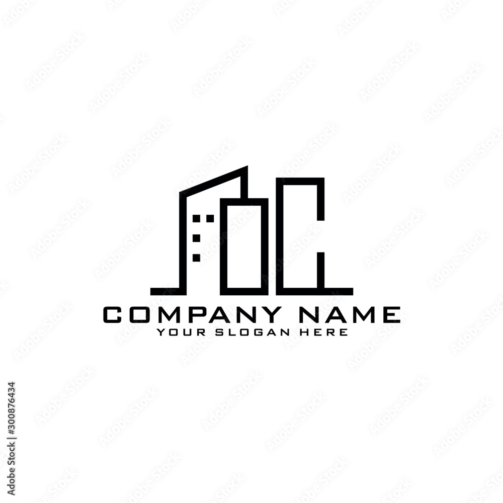 Letter OC With Building For Construction Company Logo Letter OC With Building For Construction Company Logo