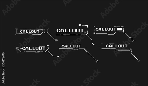 Set of HUD futuristic sci fi Callouts. Vector digital frame template.