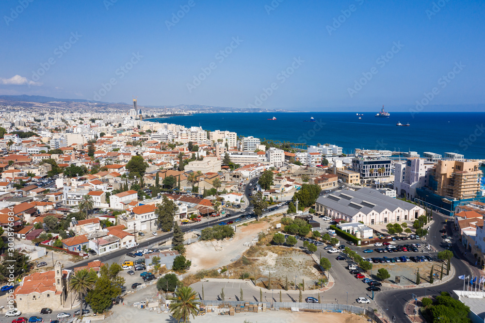 Aerial: The cityscape of Limassol