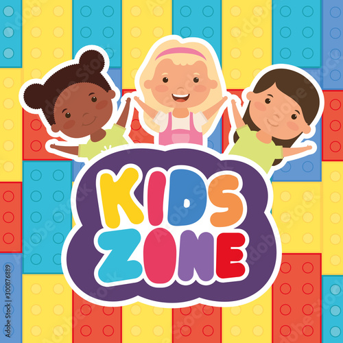 little interracial girls with kids zone lettering