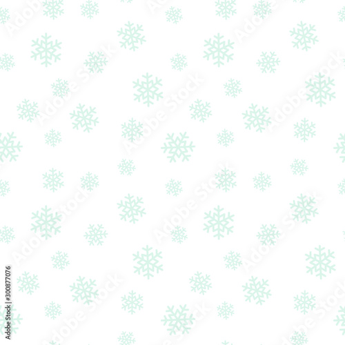 Vector seamless pattern with falling snowflakes on white background; winter design for fabric, wrapping paper, textile, greeting card, gift box, web design.