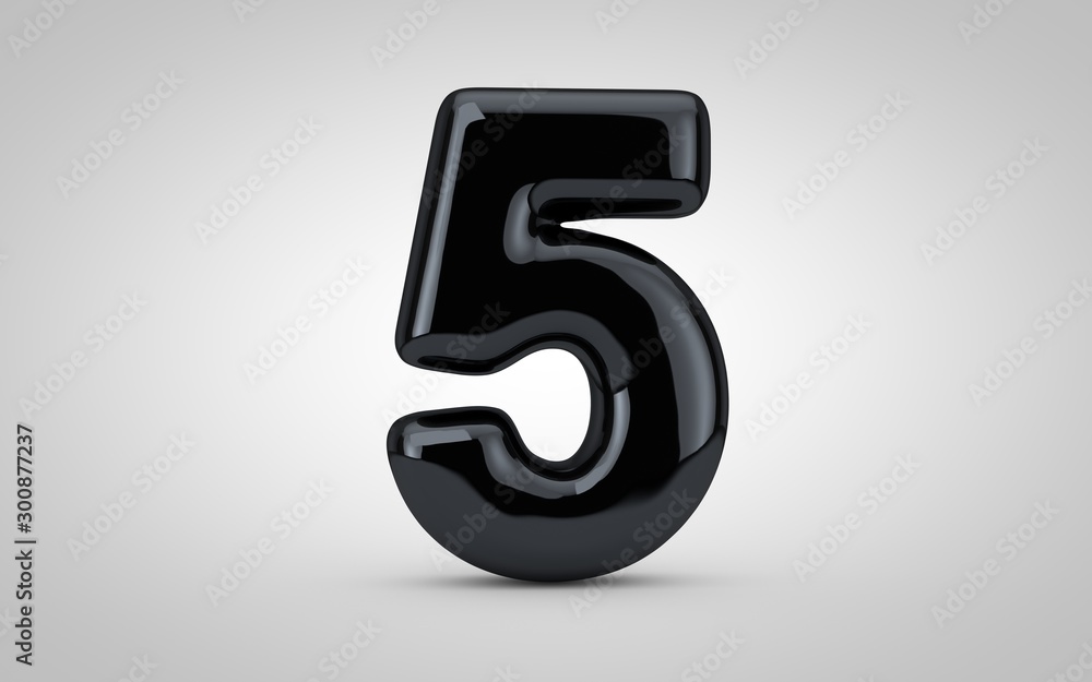 Black glossy balloon number 5 isolated on white background. Black glossy balloon number 5 isolated on white background.