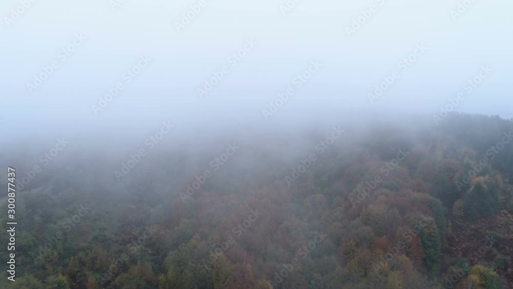 Misty and foggy mountain road during the autumn in Bulgaria Misty and foggy mountain road during the autumn in Bulgaria