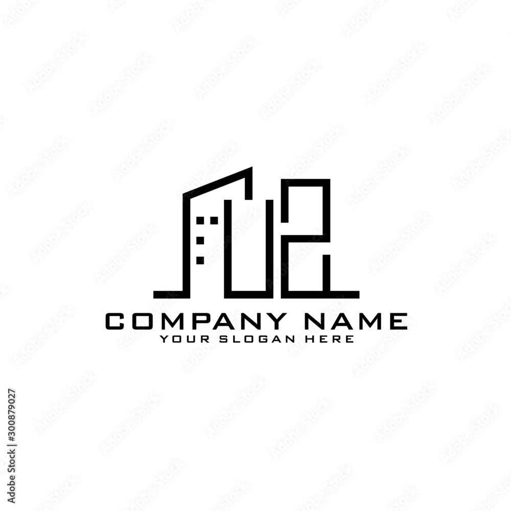 UZ With Building For Construction Company Logo UZ With Building For Construction Company Logo