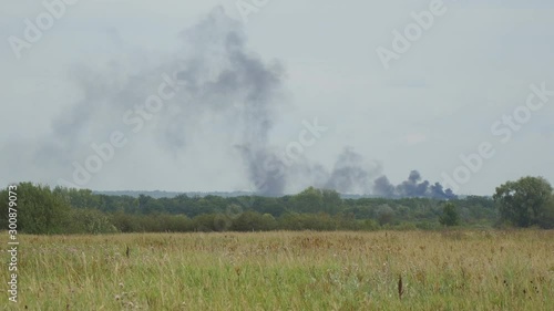 Smoke from a fire in the distance
