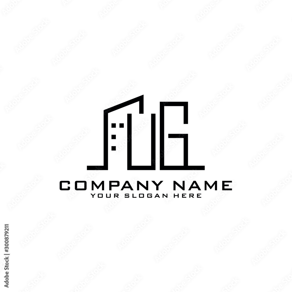 UG With Building For Construction Company Logo