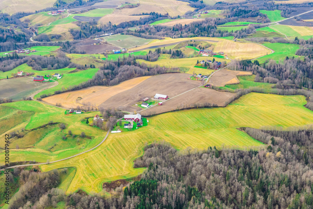 aerial view of norwegian countryside