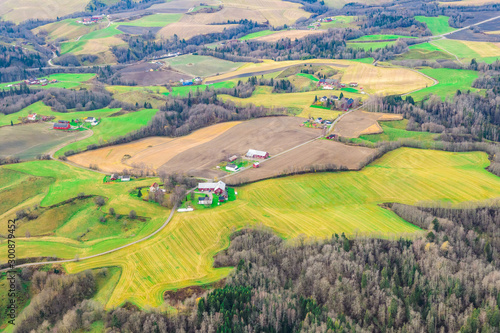 aerial view of norwegian countryside