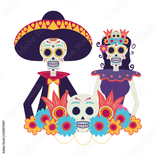 catrina and mariachi couple characters