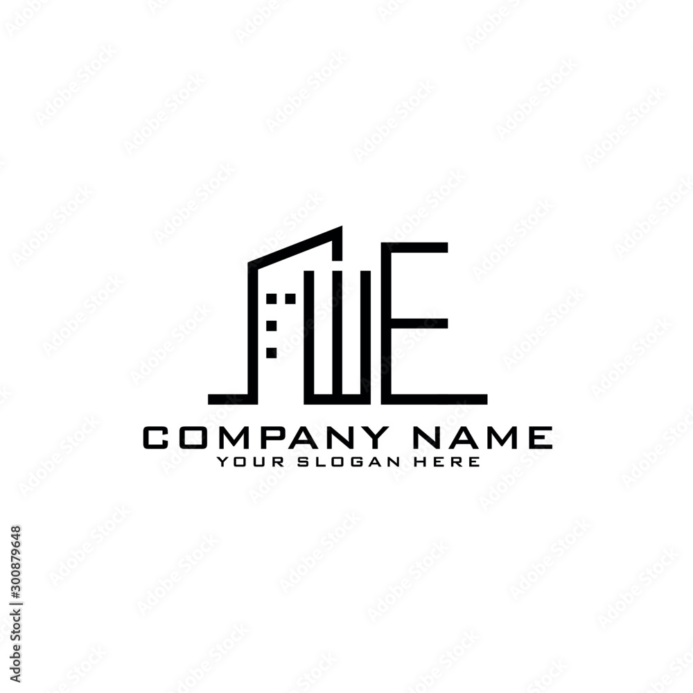 WE With Building For Construction Company Logo