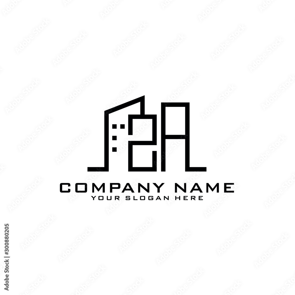 ZA With Building For Construction Company Logo ZA With Building For Construction Company Logo