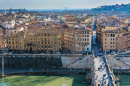 Rome city panoramic view. Beautiful panorama of Rome, Italy