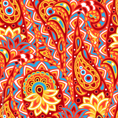Indian ethnic seamless pattern with paisley.