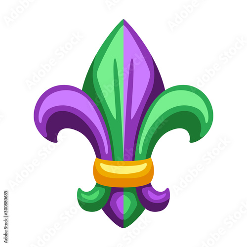Mardi Gras fleur de lis heraldic symbol.