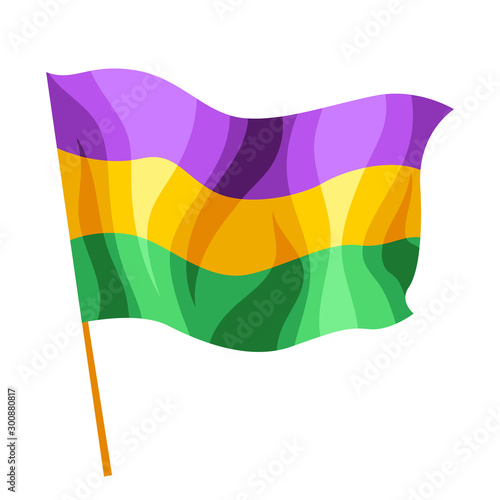 Mardi Gras carnival flag.