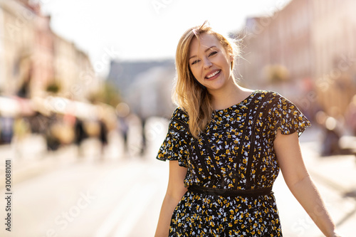 Beautiful young woman in an urban city area 