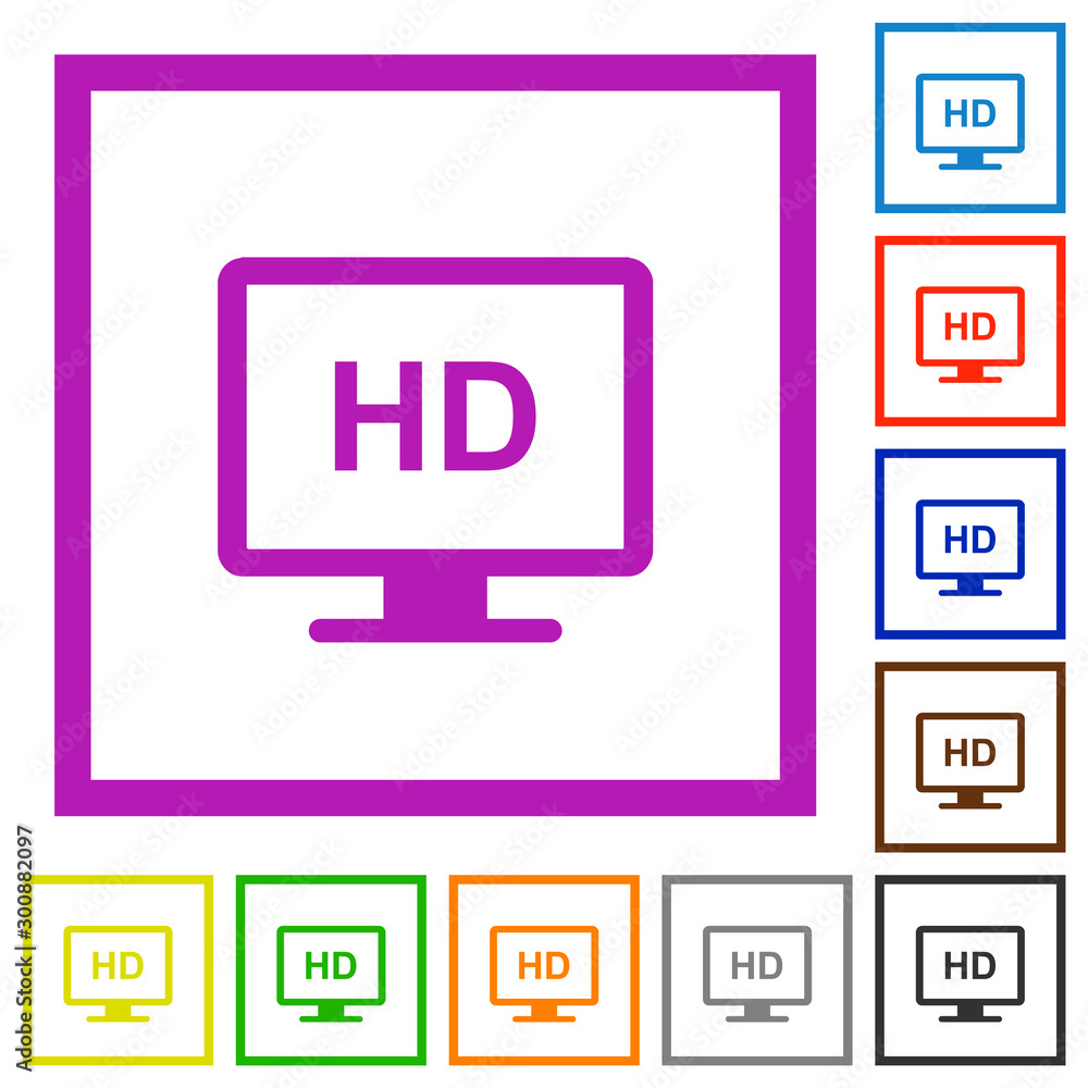 HD display flat framed icons HD display flat framed icons