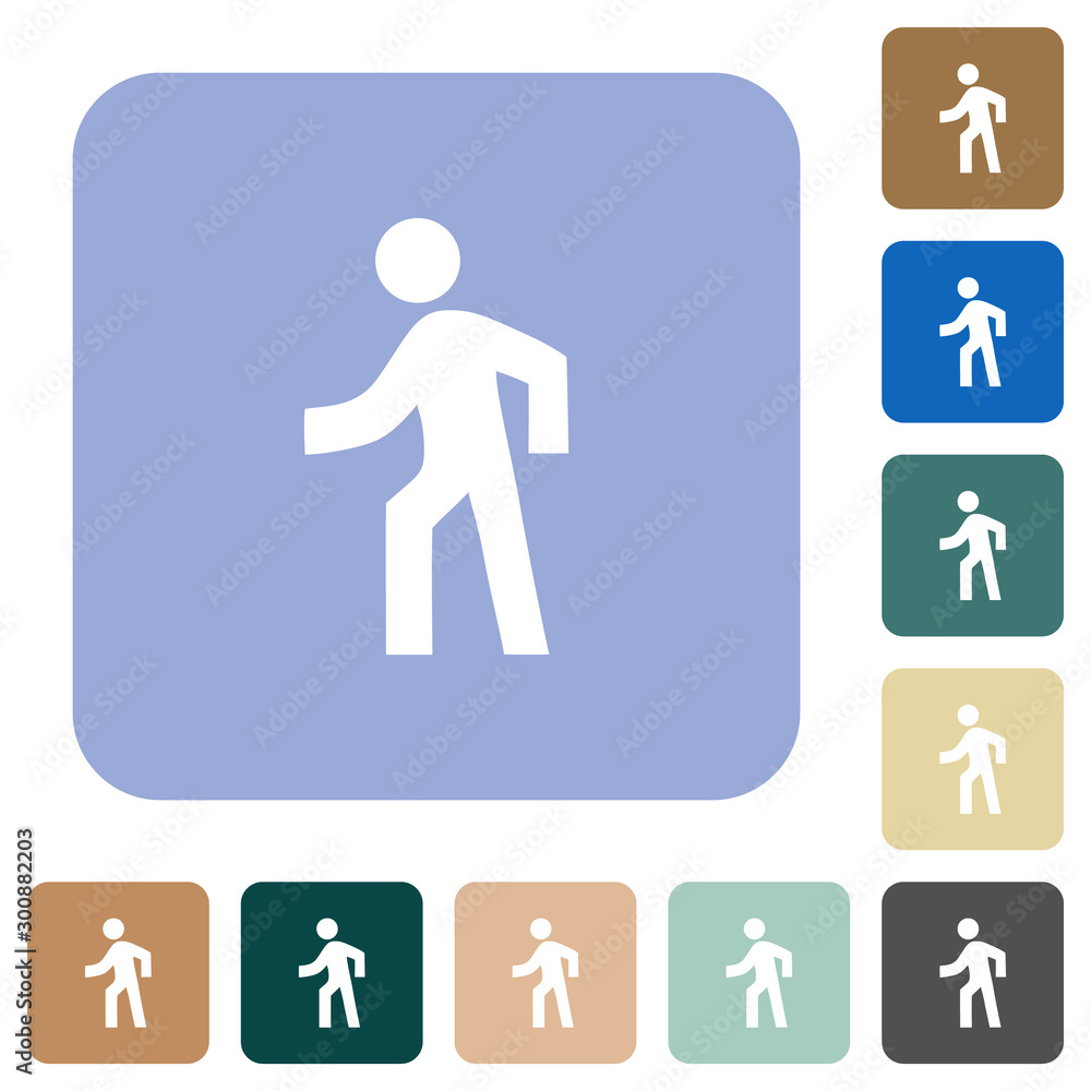 Man walking left rounded square flat icons Man walking left rounded square flat icons