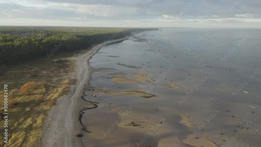 Rocky beach in Latvia - aerial drone shot Rocky beach in Latvia - aerial drone shot