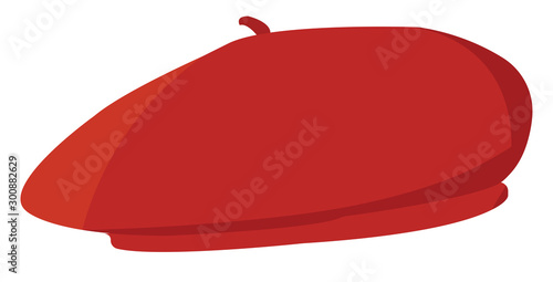 Red beret, illustration, vector on white background. photo
