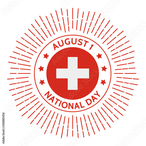 Switzerland national day badge. Alliance against the Holy Roman Empire in 1291. Celebrated on August 1.