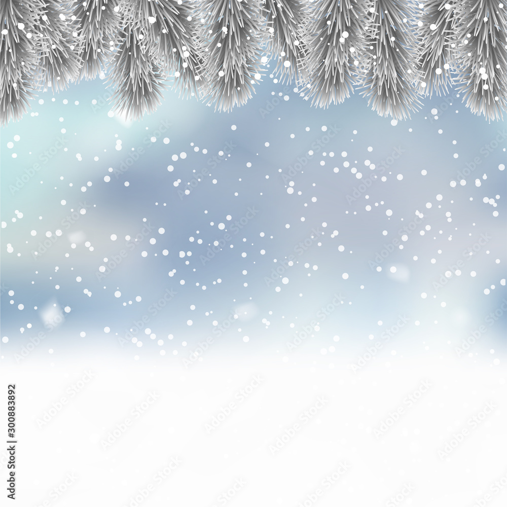 Christmas background with branch of pine and snow. Vector Christmas background with branch of pine and snow. Vector