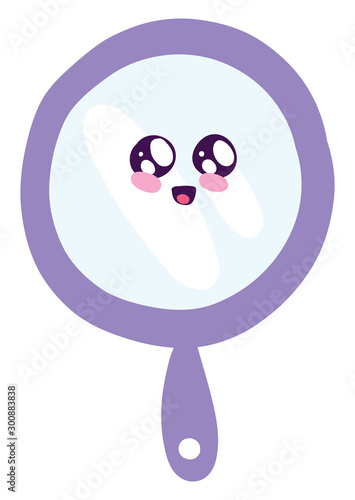 Purple mirror, illustration, vector on white background.