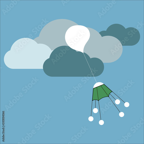 Dron in sky, illustration, vector on white background.