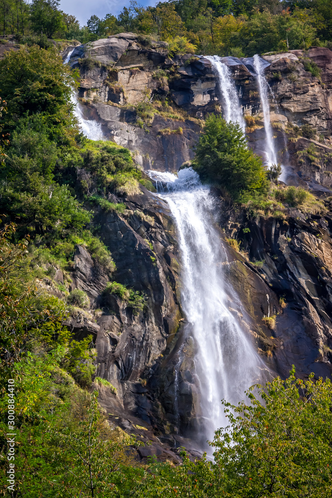 AcquaFraggia waterfalls in Borgonuovo - Valchiavenna, Italy