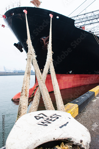 Conartinerschiff vor Anker im Hafen photo