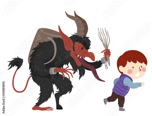 Kid Boy Krampus Austria Illustration