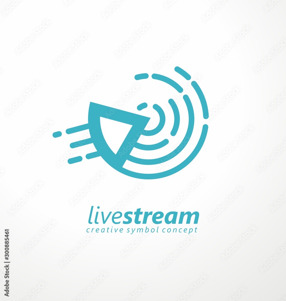 Live stream logo design idea. Line style live streaming symbol with play button and WiFi signals wave. Vector icon emblem. Live stream logo design idea. Line style live streaming symbol with play button and WiFi signals wave. Vector icon emblem.