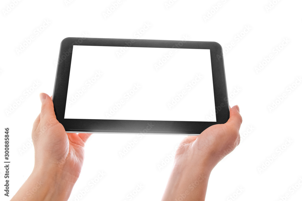 in human hands tablet computer touch-screen gadget with isolated in human hands tablet computer touch-screen gadget with isolated