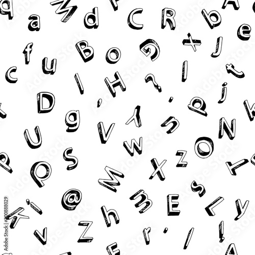 ABC school background, seamless pattern, basis for design black and white