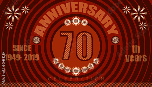 70th anniversary emblems. vintage retro style. small to big circle from center. creative poster design. vector illustration eps10