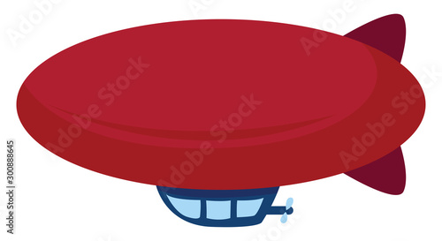 Red airship, illustration, vector on white background.