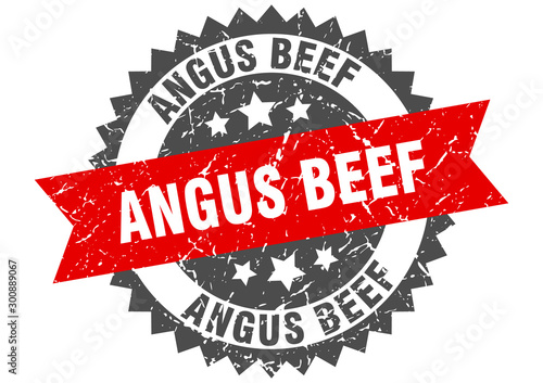 angus beef grunge stamp with red band. angus beef