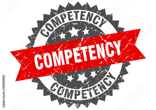 competency grunge stamp with red band. competency
