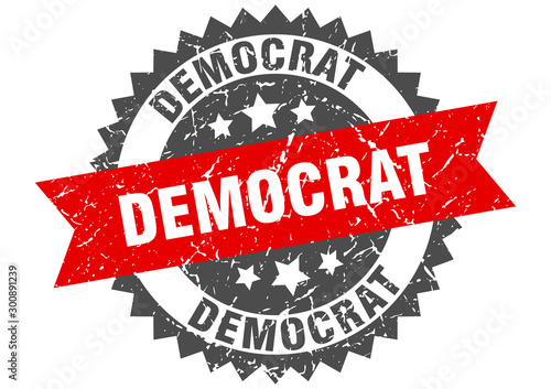 democrat grunge stamp with red band. democrat