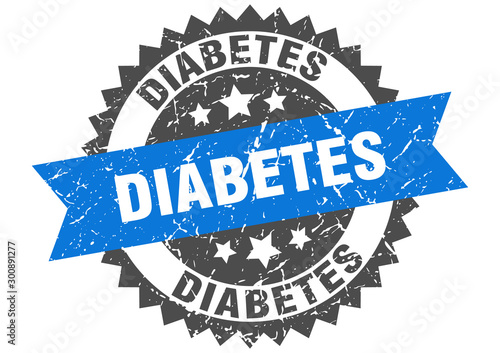 diabetes grunge stamp with blue band. diabetes