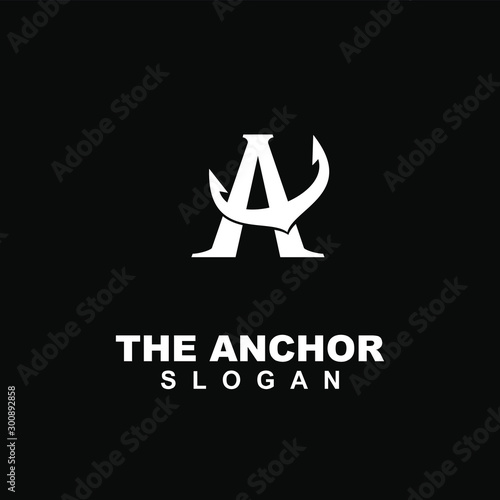anchor with letter a modern logo icon design vector illustration