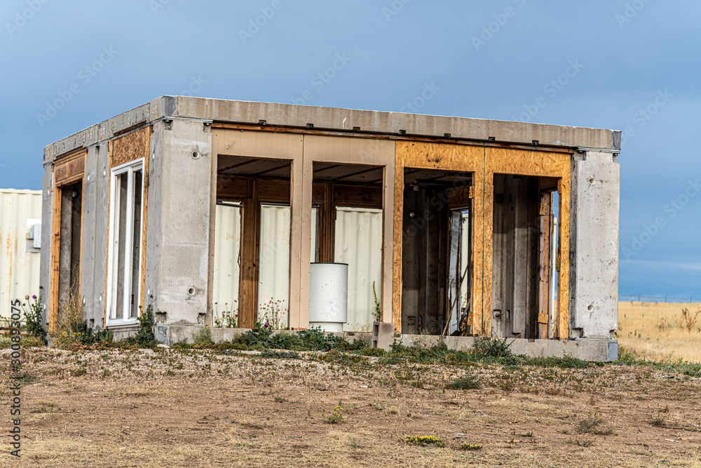 Abandoned building with object in the middle Abandoned building with object in the middle