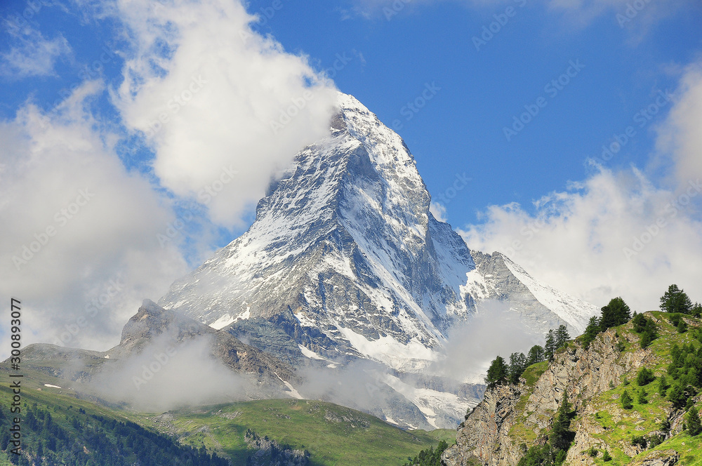 Fototapeta premium Close up view of Matterhorn mountain at day time.