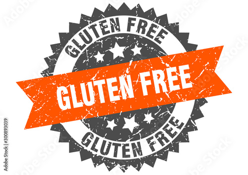 gluten free grunge stamp with orange band. gluten free