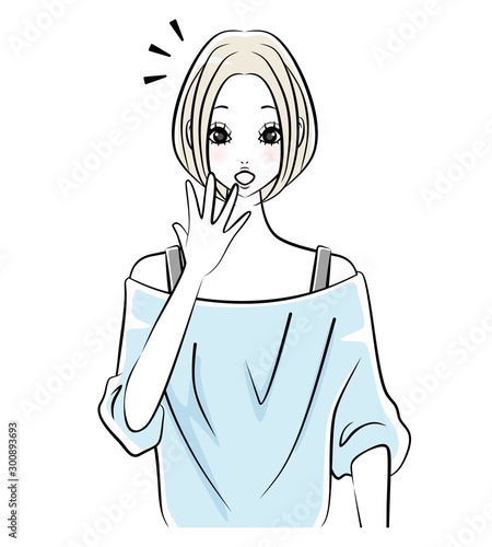 女性　驚く