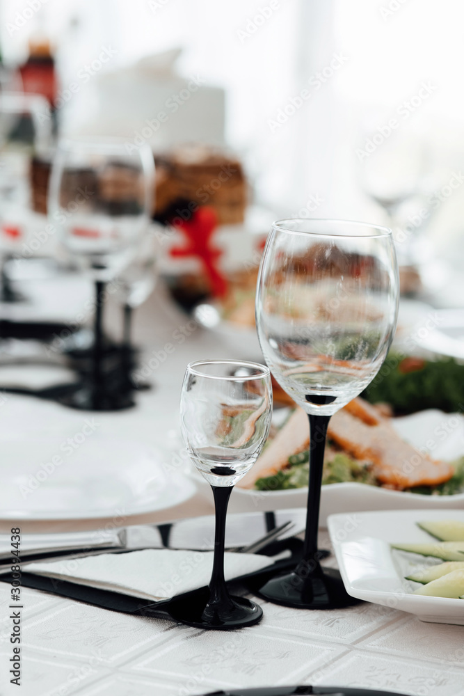 The served table at restaurant for a banquet. Restaurant set The served table at restaurant for a banquet. Restaurant set