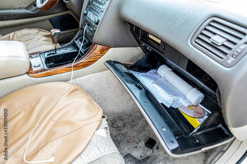 Pipe bomb in the glove box on the inside of a vehicle