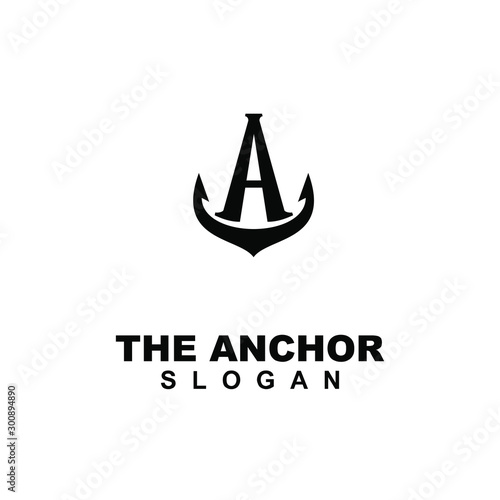 anchor with A letter modern logo icon design vector illustration