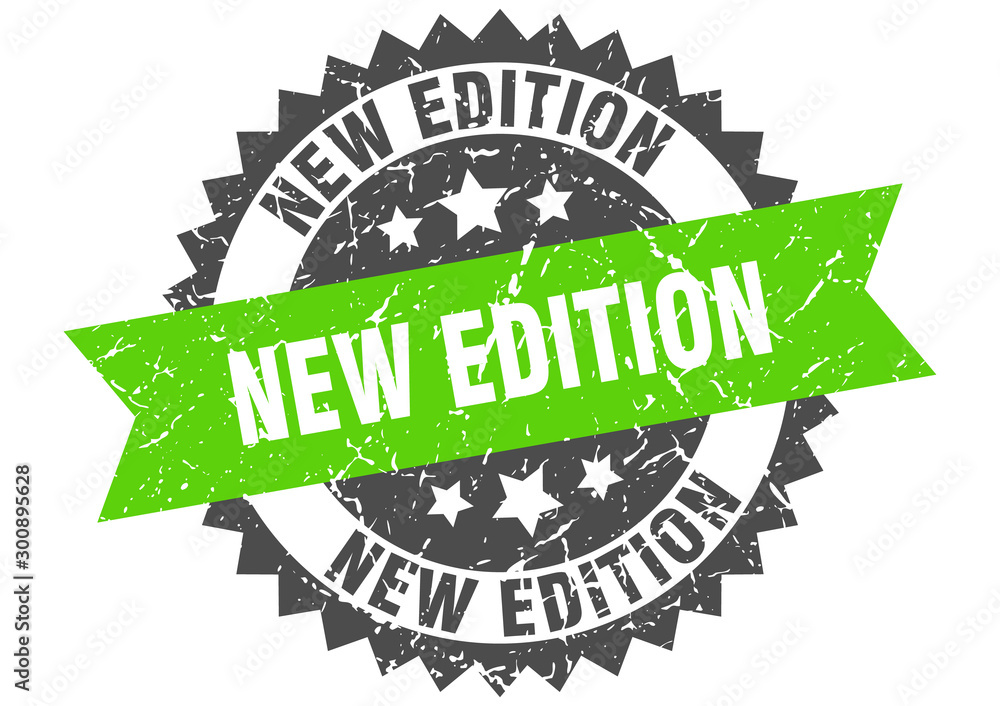 Fototapeta premium new edition grunge stamp with green band. new edition
