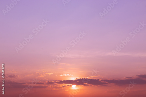 Blue sky sunset with soft white cloudy atmosphere is clear and clean.
